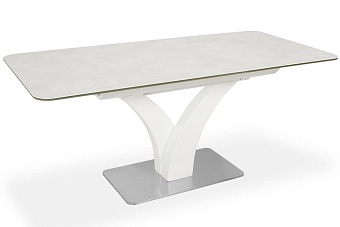 Кухонный стол раскладной AERO 85х140х76см закаленное стекло/керамика/сталь Snow