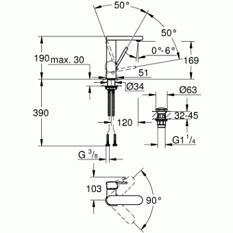 Смеситель для раковины GROHE Plus 23872003 хром