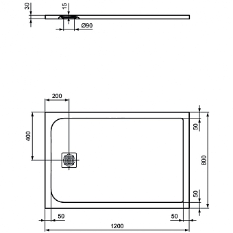 Душевой поддон IDEAL STANDARD ULTRAFLAT S K8227FV 80х120см