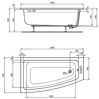 Ванна акриловая IDEAL STANDARD Ideal Standard i.life T476801 160х90см встраиваемая