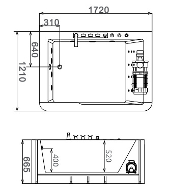 Ванна акриловая Gemy G9226 B 172х121см пристенная