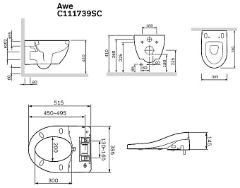 Унитаз подвесной AM-PM Awe C111739SC ободковый с микролифтом