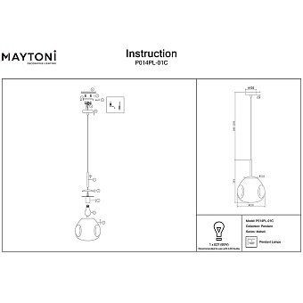 Светильник подвесной Maytoni Mabell P014PL-01C 60Вт E27