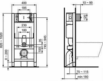 Инсталляция для подвесного унитаза IDEAL STANDARD PROSYS R009167