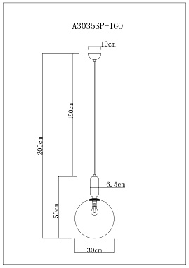 Светильник подвесной Arte Lamp BOLLA-SOLA A3035SP-1GO 25Вт E27