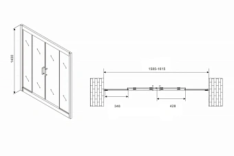 Стеклянная шторка на ванну Abber Schwarzer Diamant AG57160 140х160см