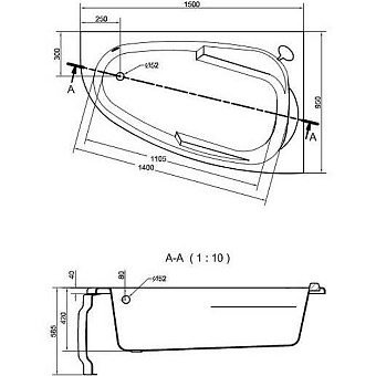 Ванна акриловая CERSANIT JOANNA 63337 150х95см угловая