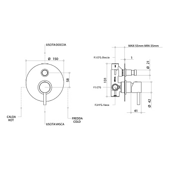 Смеситель для душа Bongio T Mix 32529NEPR матовый чёрный