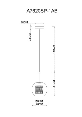 Светильник подвесной Arte Lamp MANCHESTER A7620SP-1AB 60Вт E27