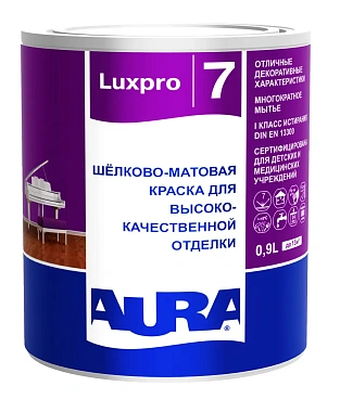 Краска универсальная шелково-матовая Aura(Eskaro) Luxpro 7 Белый основа A 0,9л