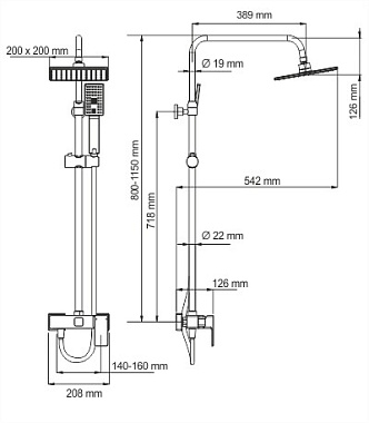 Душевая система WASSERKRAFT A17702 хром