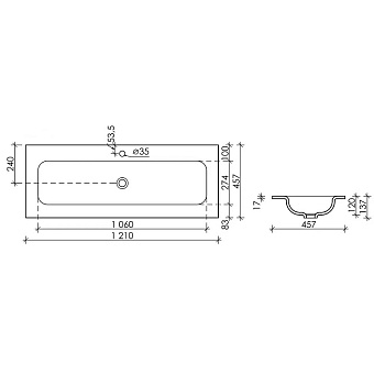 Раковина накладная Ceramica Nova Element CN7017 121х45,7см