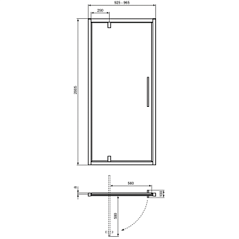 Душевая дверь IDEAL STANDARD Ideal Standard i.life T4840EO 200,5х95см стекло прозрачное