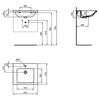 Раковина подвесная IDEAL STANDARD Ideal Standard i.life B T460501 61х51см