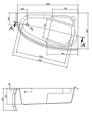 Ванна акриловая CERSANIT JOANNA 63339 160х95см угловая