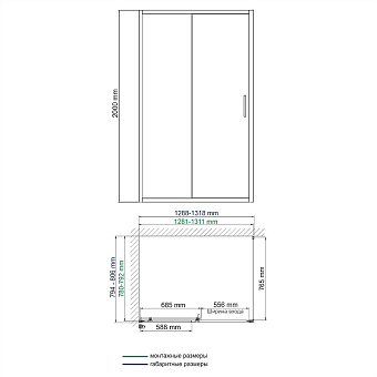 Угловое ограждение WASSERKRAFT Main 41S32 200х130см стекло прозрачное