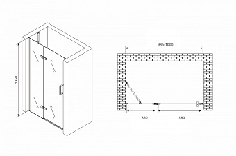 Душевая дверь Abber Zart AG08100B 195х100см стекло прозрачное