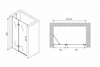 Душевая дверь Abber Zart AG08090 195х90см стекло прозрачное