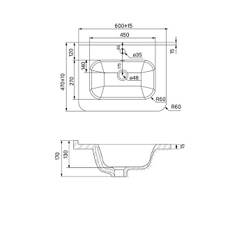 Раковина встраиваемая сверху IDDIS Optima Home 0106000i28 60х47см