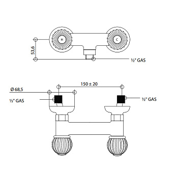 Смеситель для душа Bongio Rivoli 05523OR00 золото