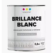 Краска для стен и потолков акриловая/матовая VINCENT DECOR Brillance Blanc I-2 Белый основа A 0,8л