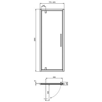 Душевая дверь IDEAL STANDARD Ideal Standard i.life T4837EO 200,5х80см стекло прозрачное