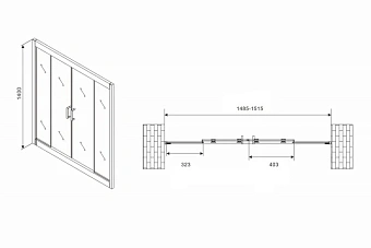 Стеклянная шторка на ванну Abber Schwarzer Diamant AG57150 140х150см