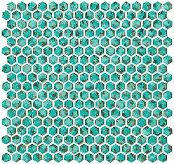 Керамическая мозаика Atlas Concord Италия Dwell 6DHT Turquoise Hexagon Gold 30х30см 0,36кв.м.