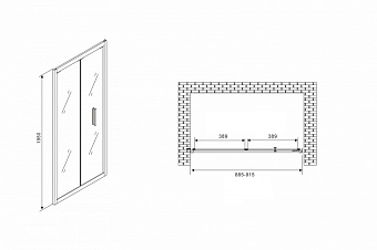 Душевая дверь Abber Sonnenstrand AG07090B 195х90см стекло прозрачное