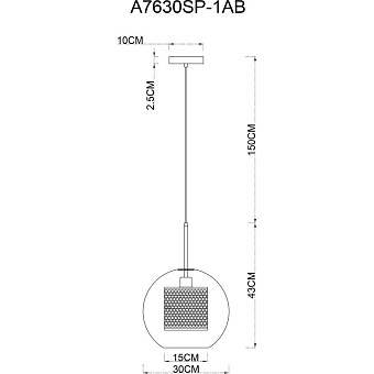 Светильник подвесной Arte Lamp MANCHESTER A7630SP-1AB 60Вт E27