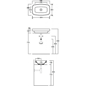 Раковина накладная SIMAS Baden Baden BB11bi*0 60х38см