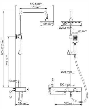 Душевая система WASSERKRAFT A11301 Thermo бежевый/хром