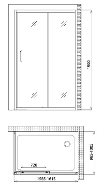 Угловое ограждение Gemy Victoria S30191F-A100 190х100см стекло прозрачное