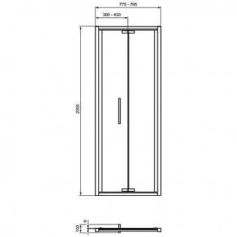 Душевая дверь IDEAL STANDARD Ideal Standard i.life T4850EO 200,5х80см стекло прозрачное