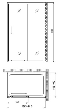 Угловое ограждение Gemy Victoria S30191B-A100 190х100см стекло прозрачное