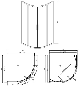 Угловое ограждение Azario Ostin AZ-121 S А 90*90*195 195х90см стекло прозрачное