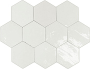 Настенная плитка WOW Zellige Hexa 122078 White 10,8х12,4см 0,382кв.м. глянцевая