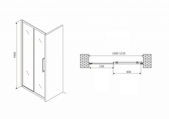 Душевая дверь Abber Schwarzer Diamant AG30120H 195х120см стекло прозрачное