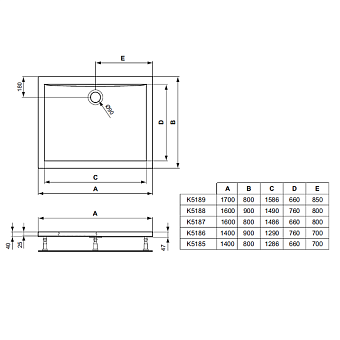 Душевой поддон IDEAL STANDARD ULTRAFLAT K518901 80х170см