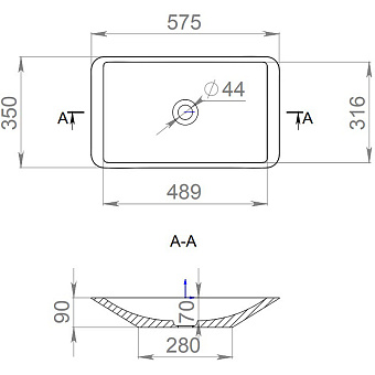 Раковина накладная SALINI CALLISTA 1101107G S-Sense глянцевая 57,5х35см