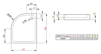 Душевой поддон RADAWAY Siros SBE9817-1R 90х80см