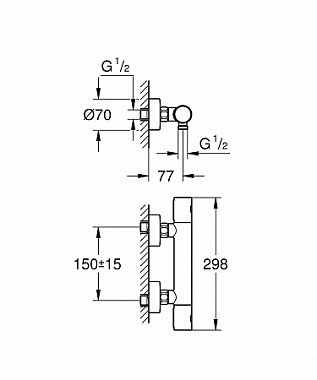 Смеситель для душа GROHE Grohtherm 1000 Cosmopolitan 34065A02 чёрный