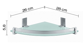 Полка в ванную округлая Gedy CD80(38) 1-ярусная 26х26см хром матовый