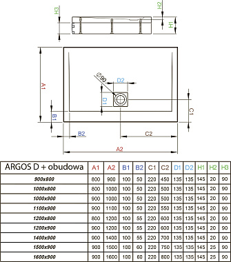 Душевой поддон RADAWAY Argos 4ADN810-02 100х80см
