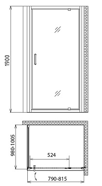 Угловое ограждение Gemy Sunny Bay S28150-A100 190х100см стекло прозрачное