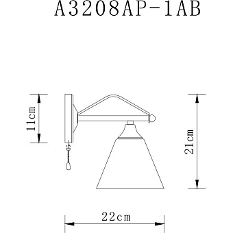 Светильник настенный Arte Lamp COPTER A3208AP-1AB 40Вт E27