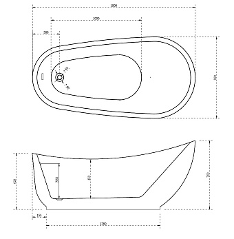 Ванна акриловая Abber AB9288 180х89см отдельностоящая