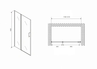 Душевая дверь Abber Sonnenstrand AG04120MS 195х120см стекло матовое