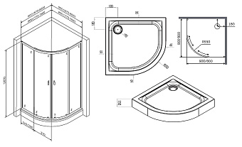 Угловое ограждение AM-PM X-Joy Twin Slide, W88G-205-090MT64 180х90см стекло прозрачное