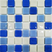 Стеклянная мозаика Роскошная мозаика МС 5252 белый/голубой/синий 30х30см 0,54кв.м.